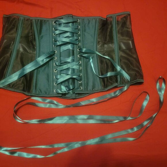 CorsetStory Green Taffeta and Mesh Underbust Corset - Picture 5 of 7